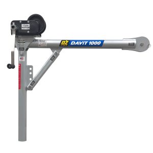 1000 lb steel davit crane with 2500 lb carbon steel brake winch