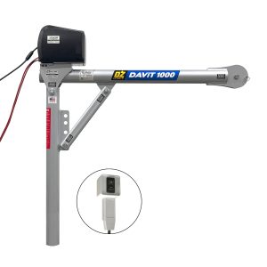 1000 lb steel davit crane with 12V DC electric winch