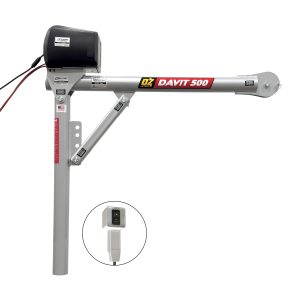 500 lb steel davit crane with 12V DC electric winch